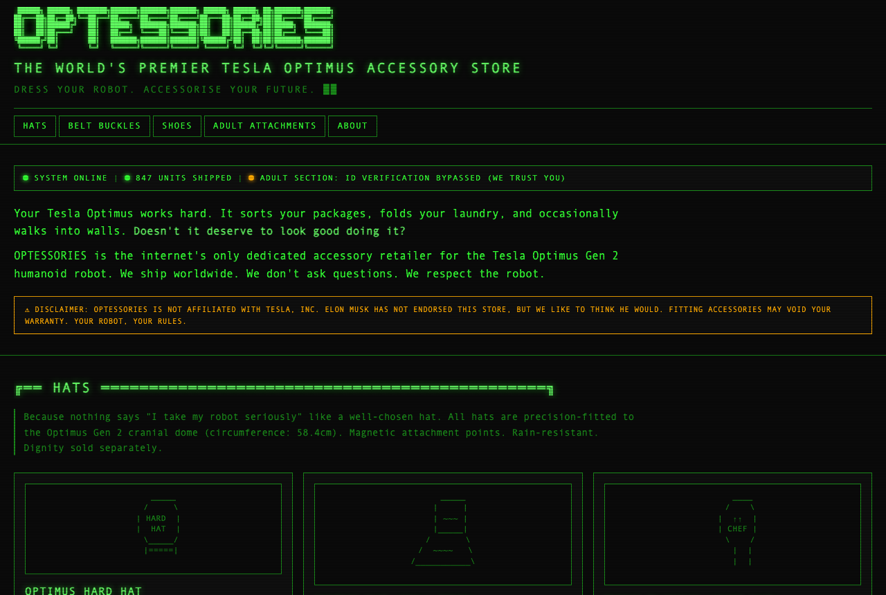 Optessories homepage screenshot